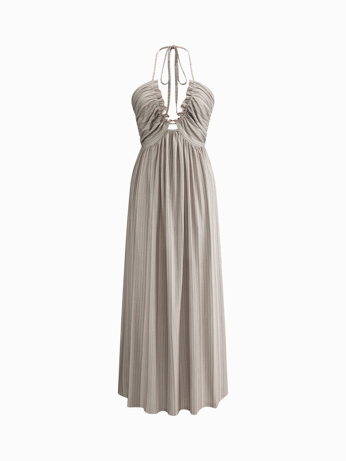 Backless U-Neck Halter Strap Long Dress-Massicos
