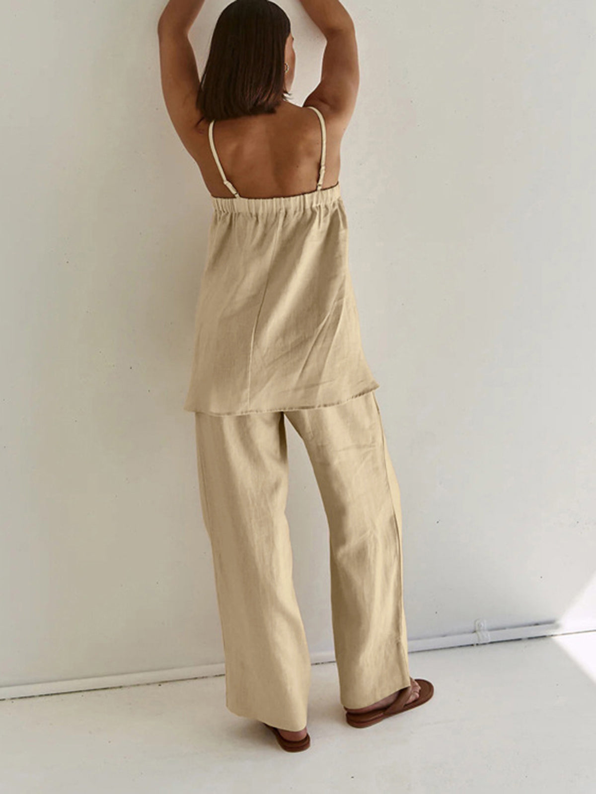 Solid Casual Pants Set-Massicos