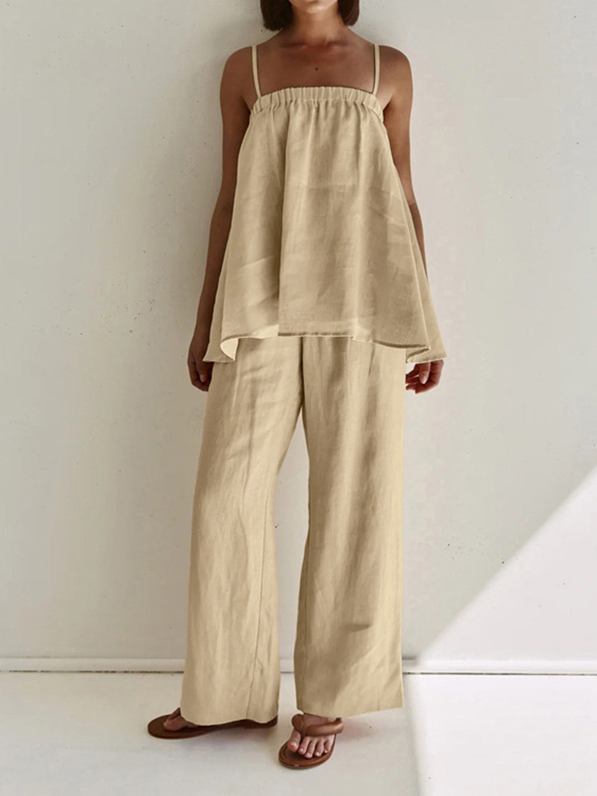 Solid Casual Pants Set-Massicos