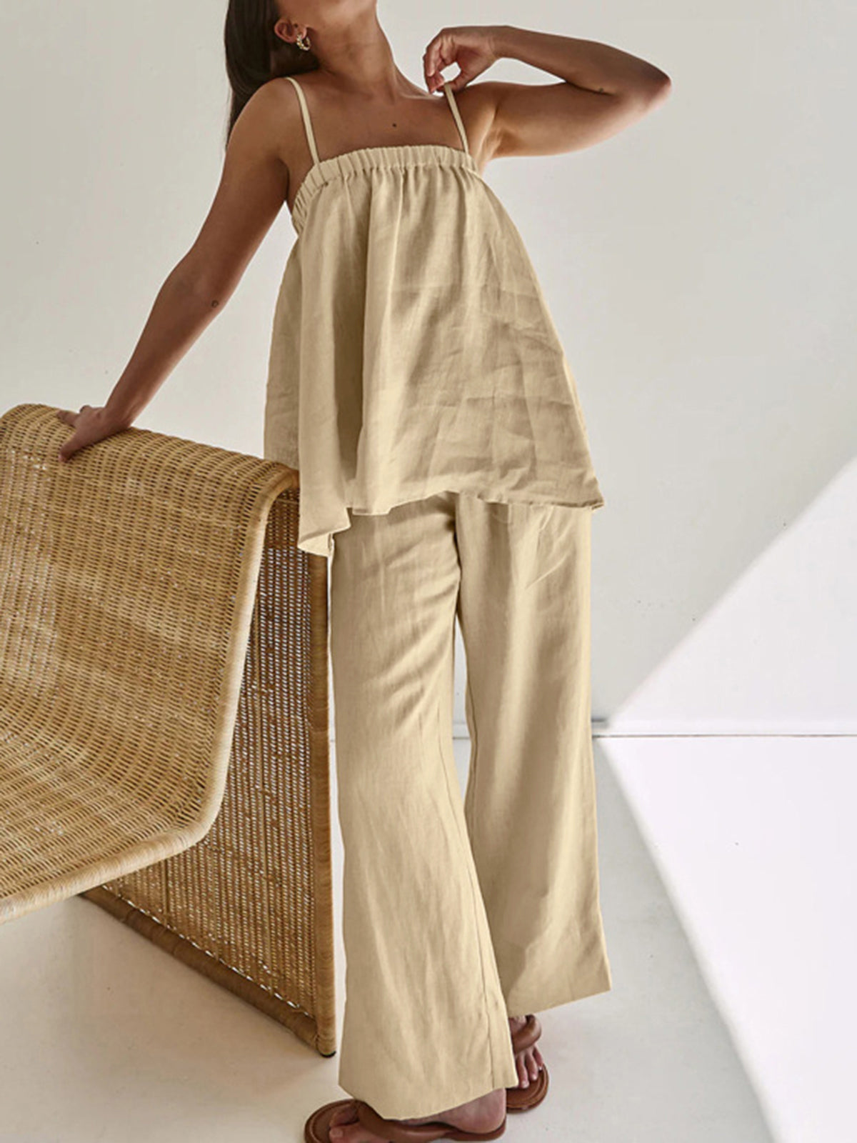 Solid Casual Pants Set-Massicos