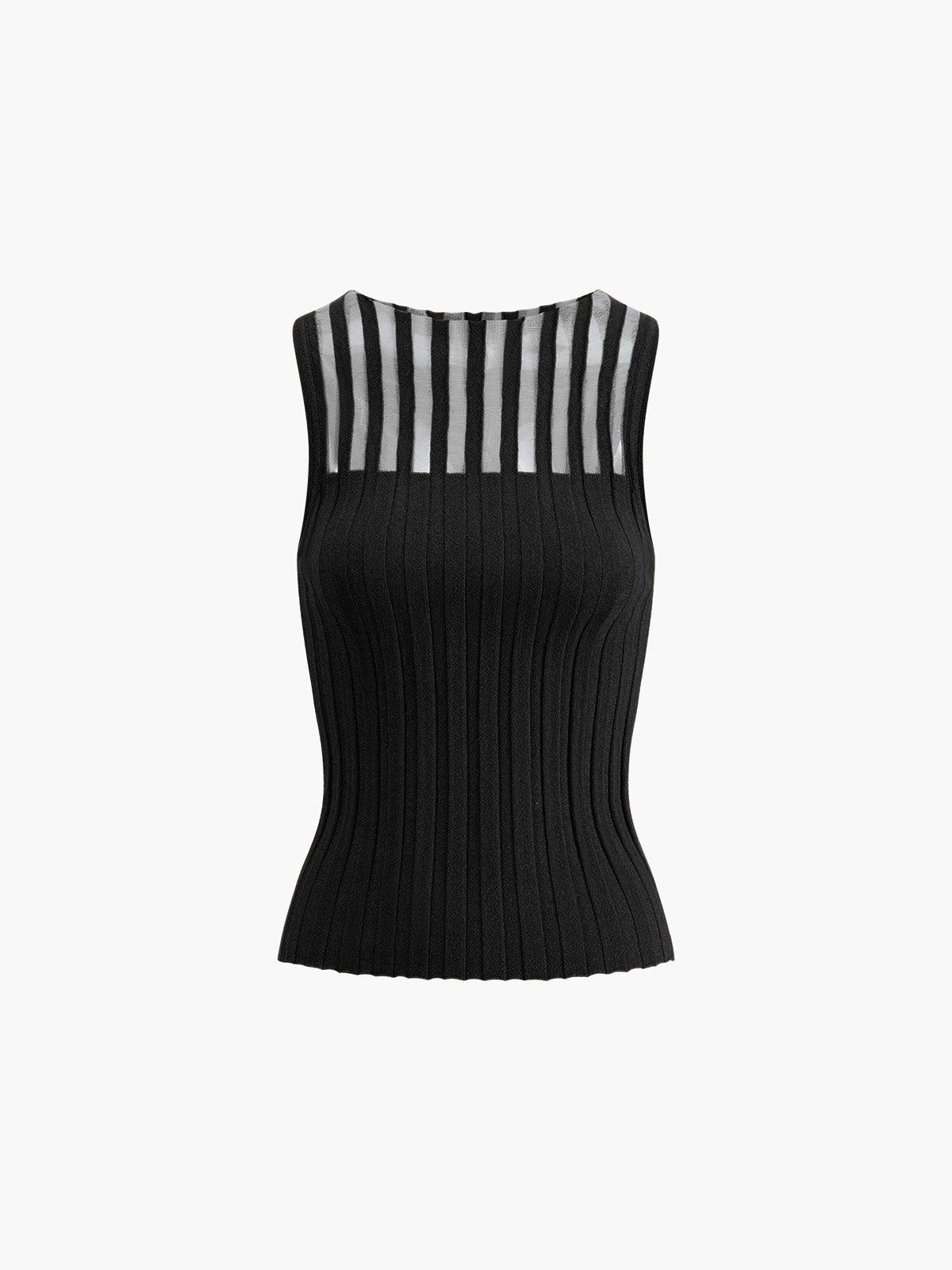Sheer Ribbed Tank Top-Massicos