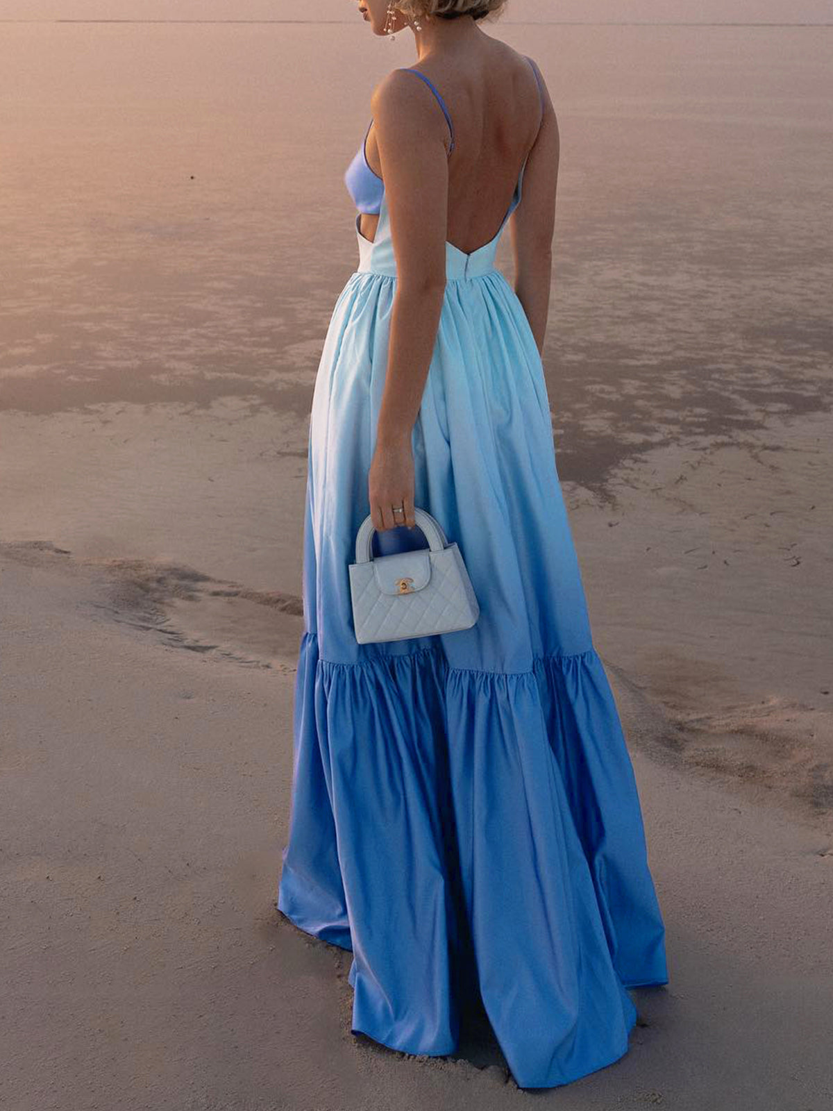 Backless Cutout Cami Long Dress-Massicos