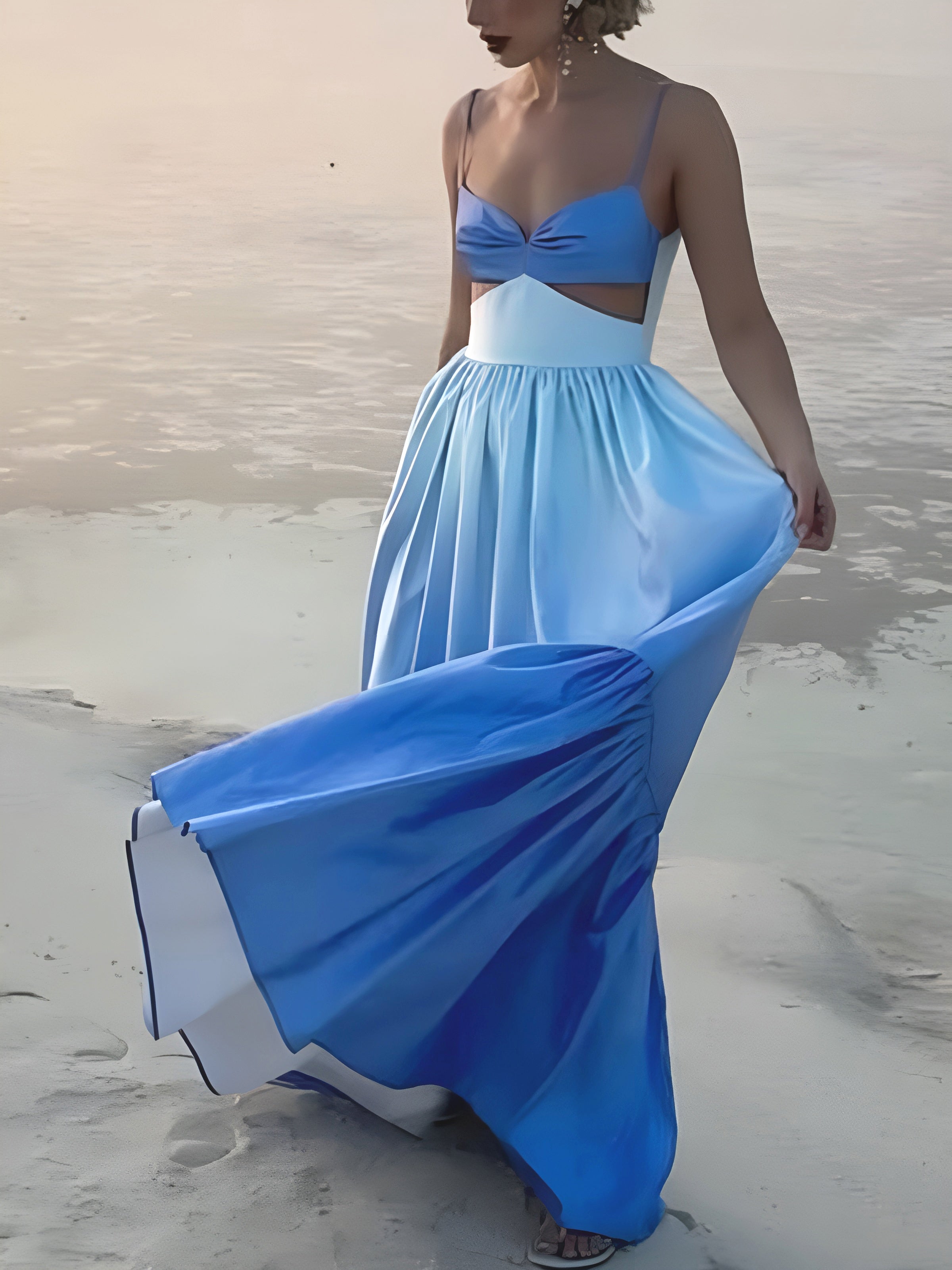 Backless Cutout Cami Long Dress-Massicos