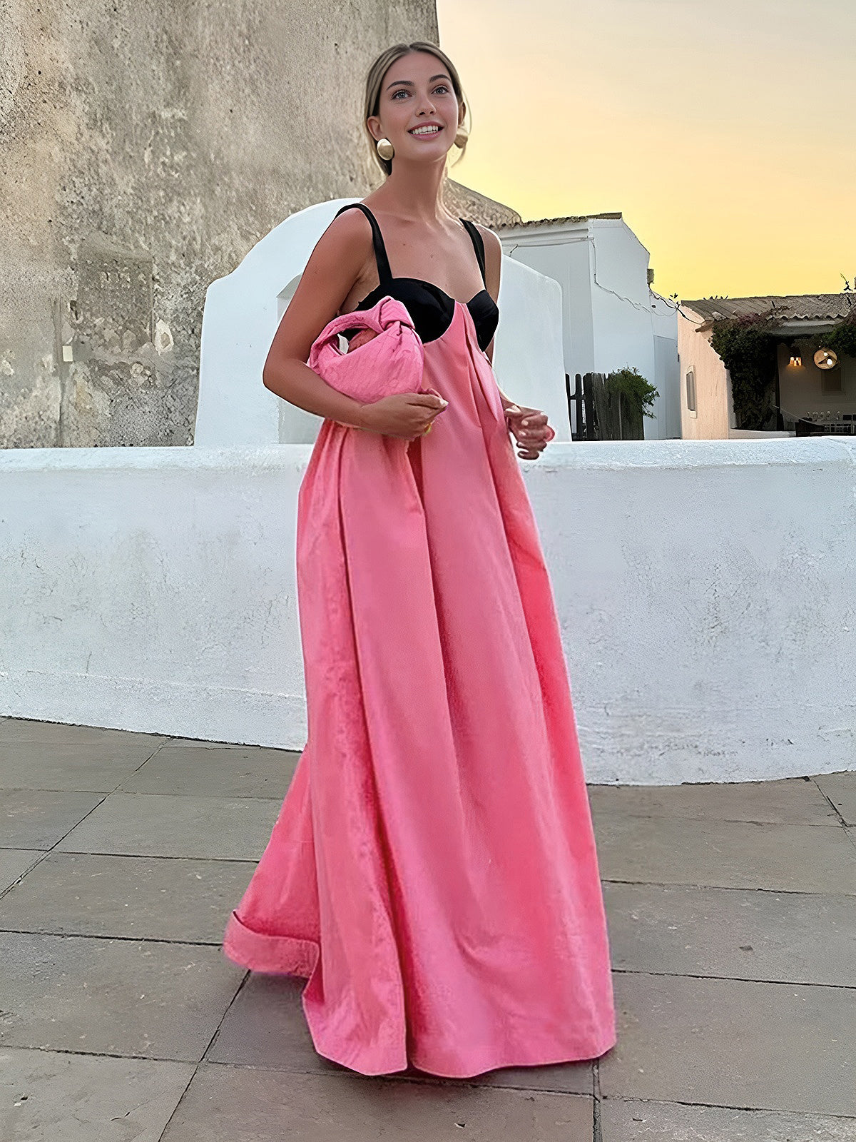 Bra-Splicing Halter Strap Long Dress-Massicos