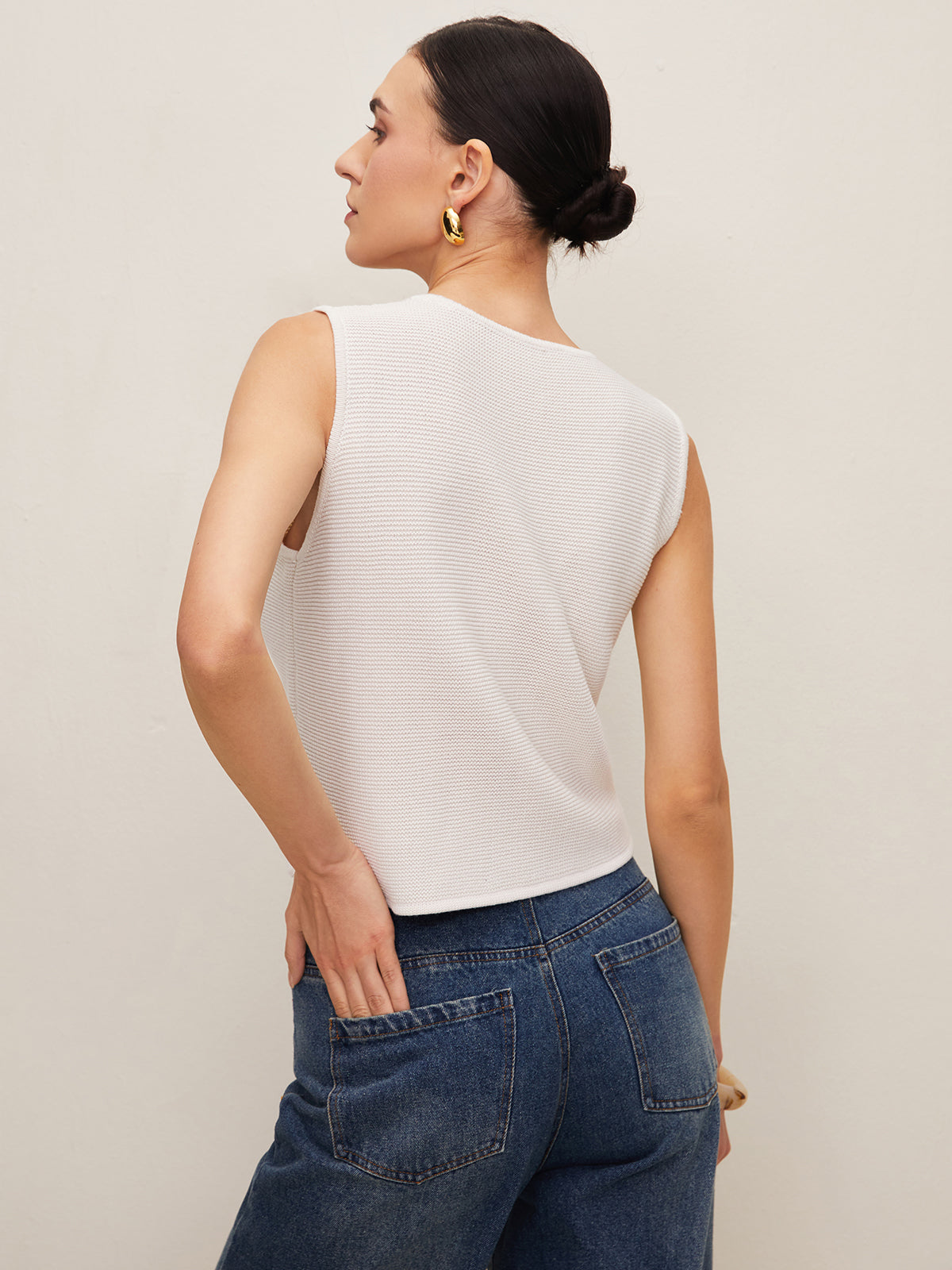 Plain Crochet Split Vest-Massicos