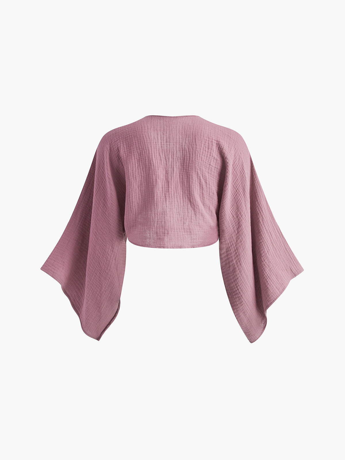Tie-Front Long Sleeve Cropped Blouse-Massicos