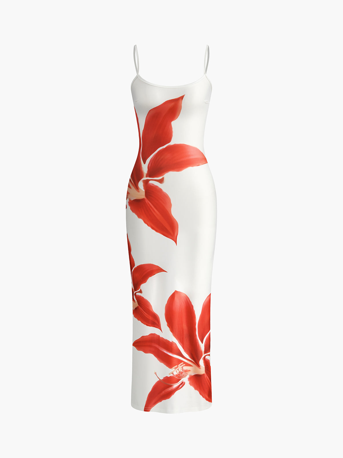 Floral Print Sleeveless Split Long Dress-Massicos