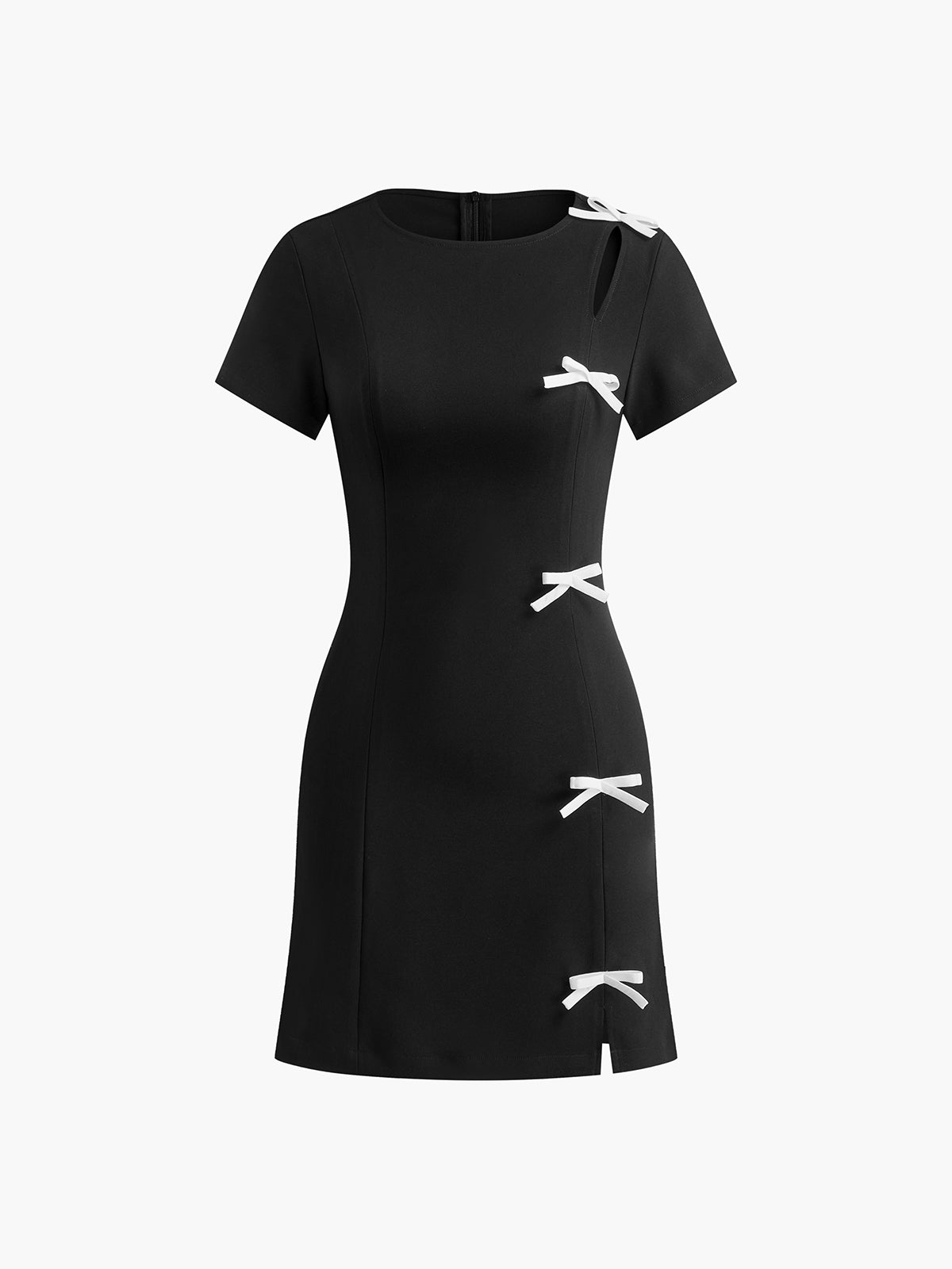 Bow Side Split Short Dress-Massicos