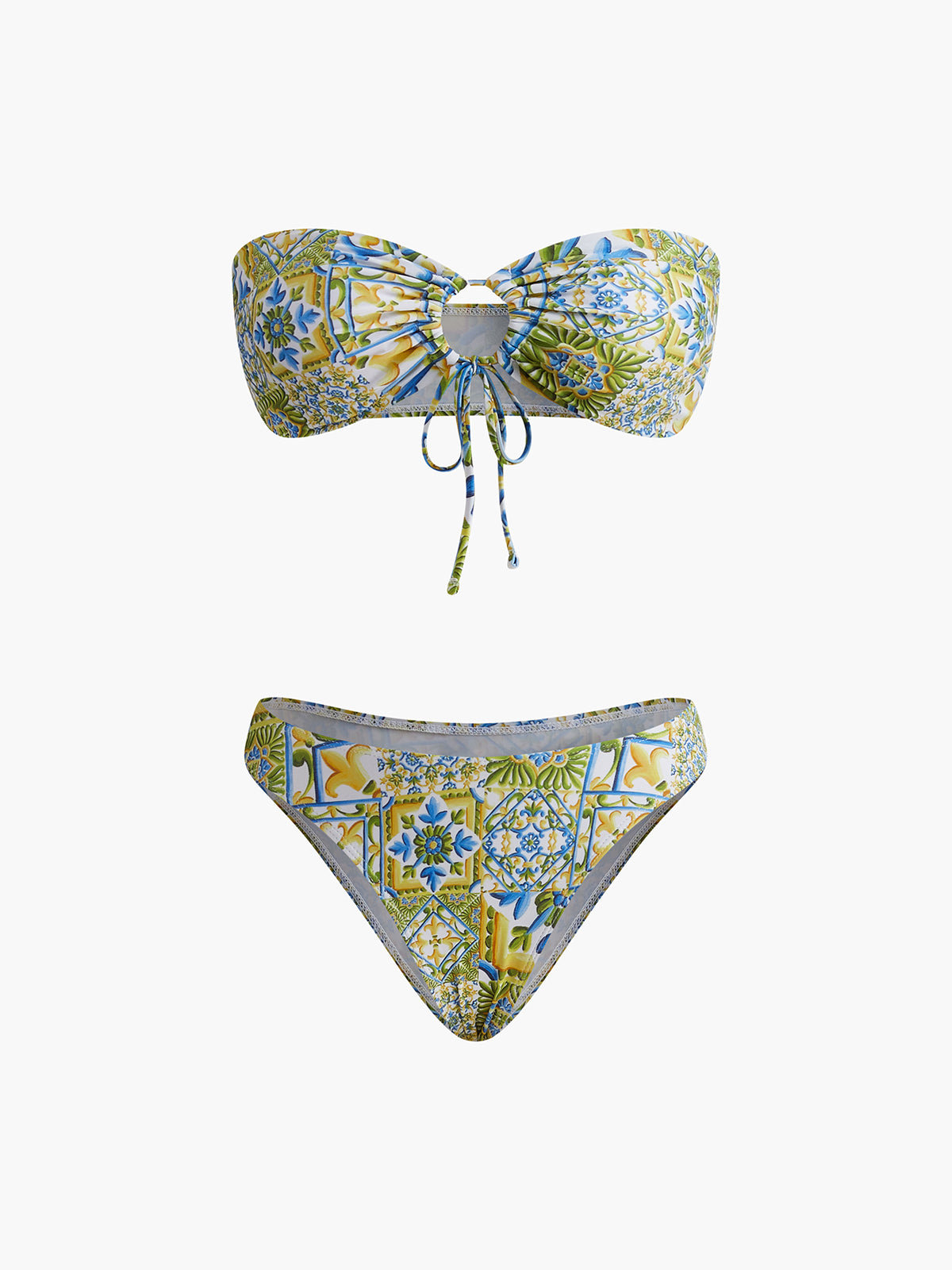 Strapless Print Knotted Bikini Set-Massicos