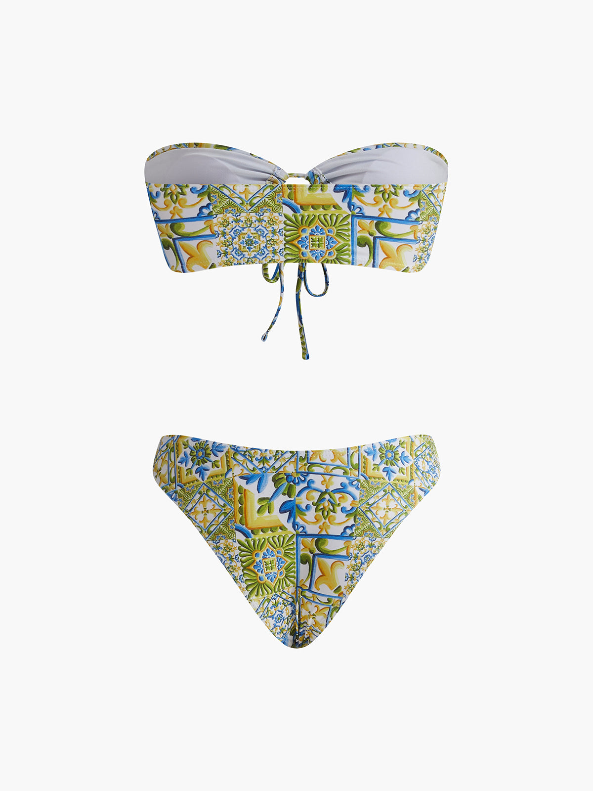 Strapless Print Knotted Bikini Set-Massicos
