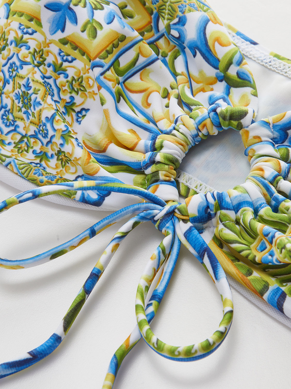 Strapless Print Knotted Bikini Set-Massicos