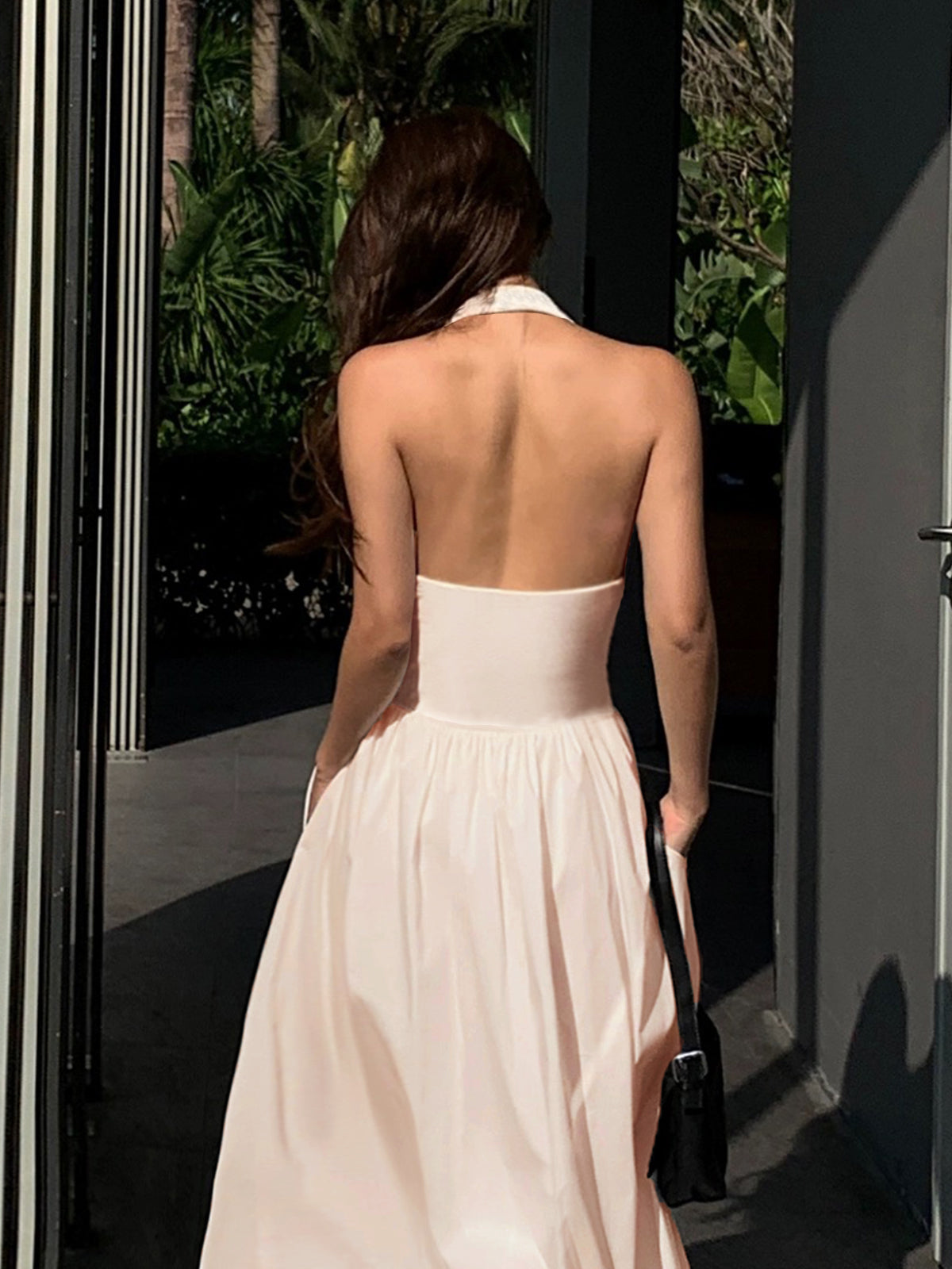Halter Backless Pockets Dress-Massicos