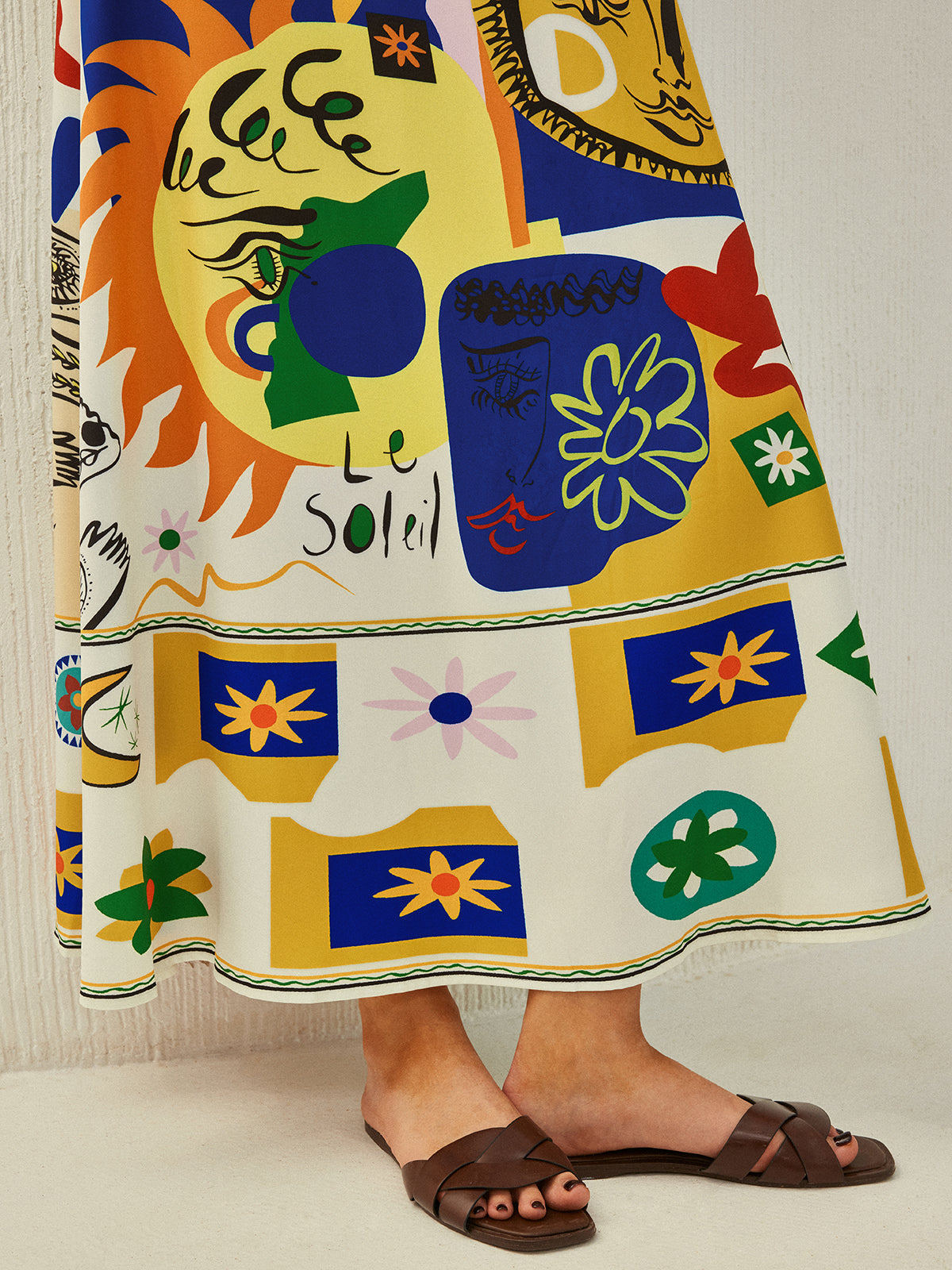 All Over Print Multi Color Cami Long Dress-Massicos
