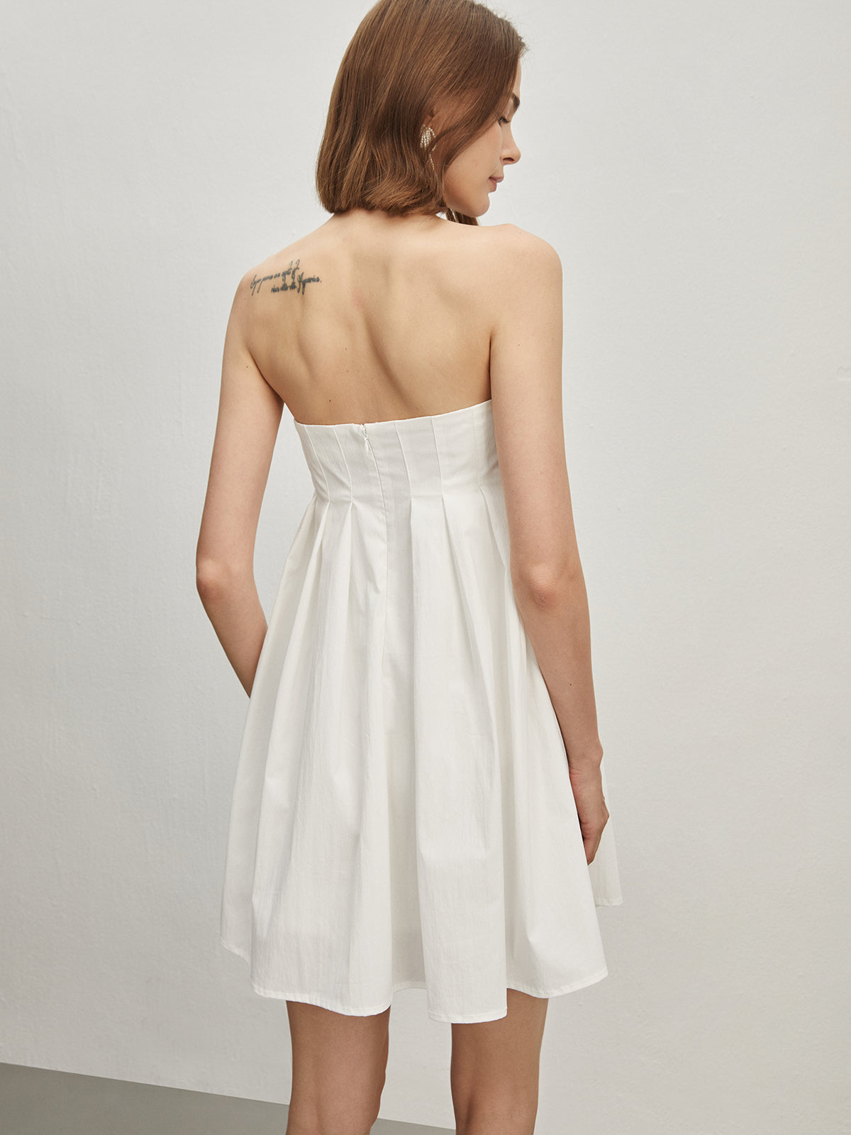 Strapless Pleated Short Dress-Massicos