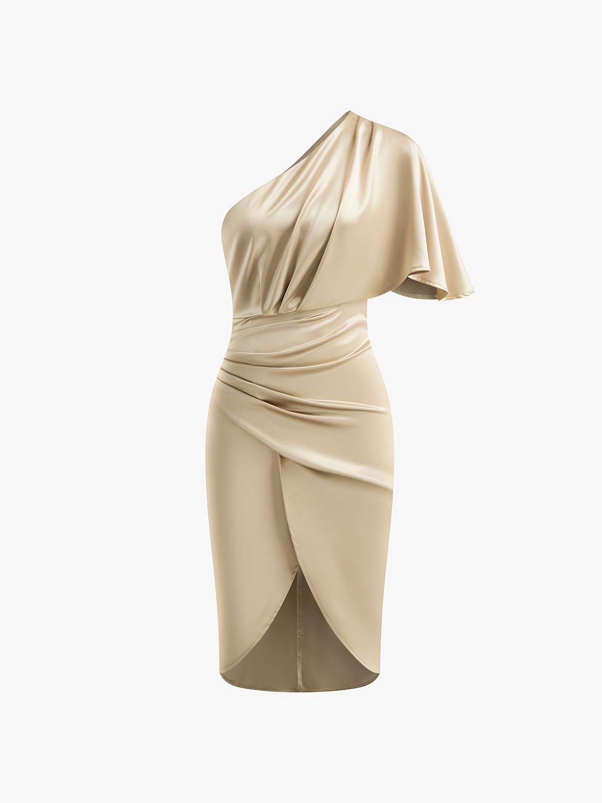 Asymmetrical Zipper Pleated Dress-Massicos