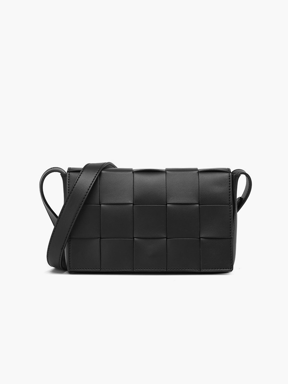Black Woven Crossbody Bag-Massicos