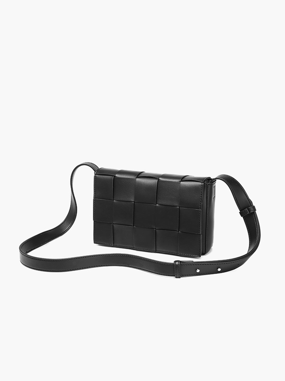 Black Woven Crossbody Bag-Massicos