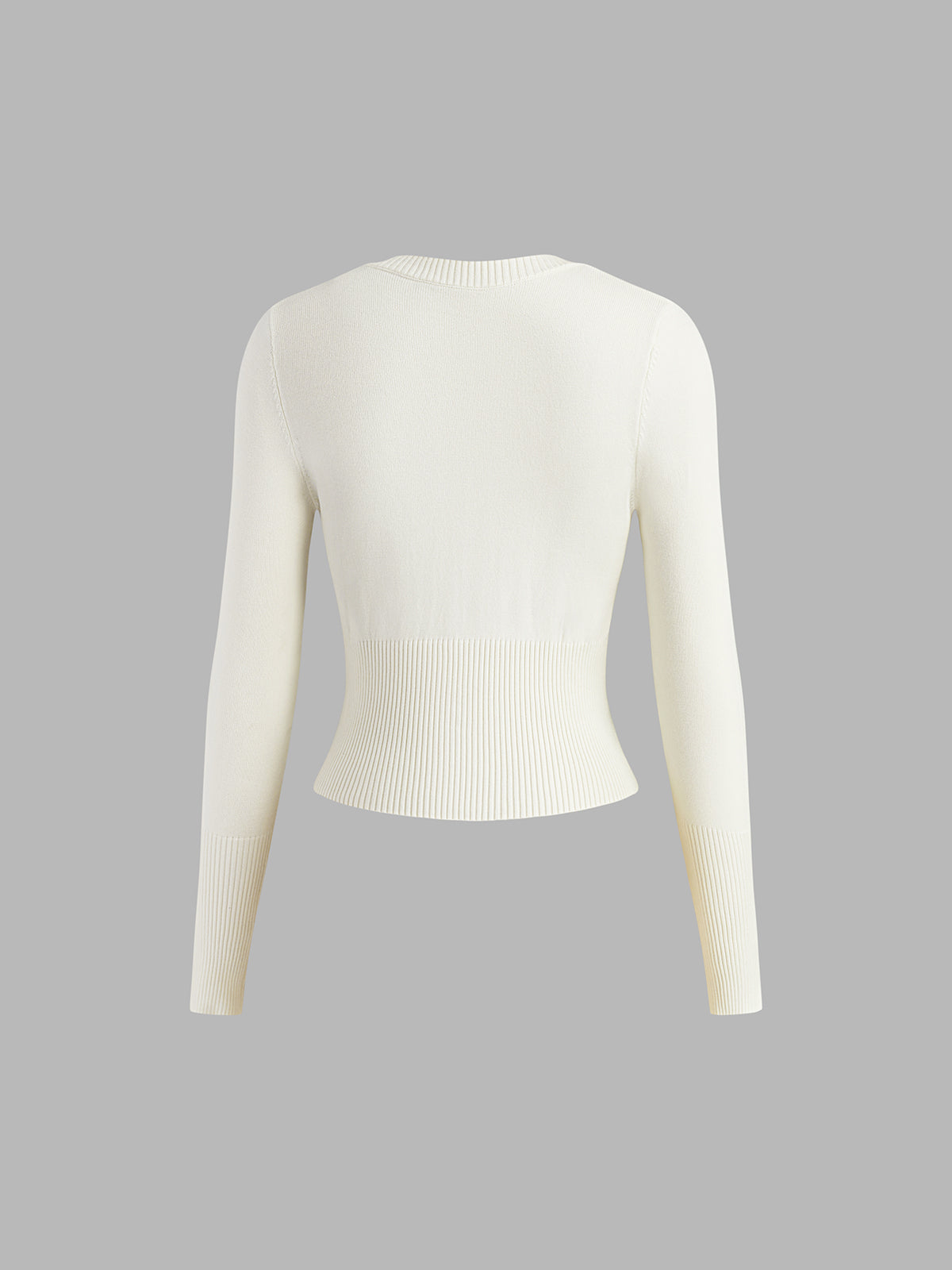 Crew Neck Long Sleeve Cardigan-Massicos