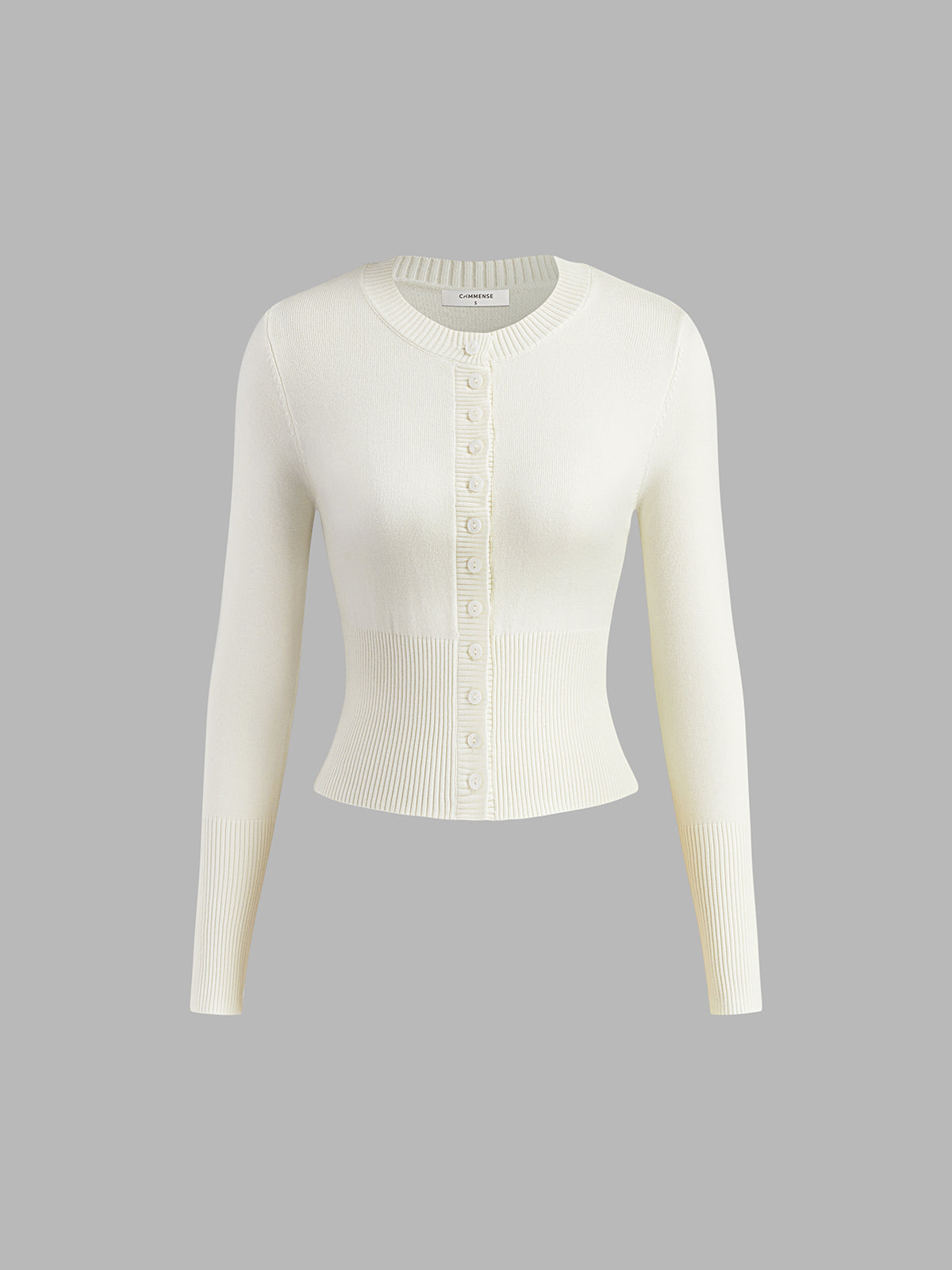 Crew Neck Long Sleeve Cardigan-Massicos