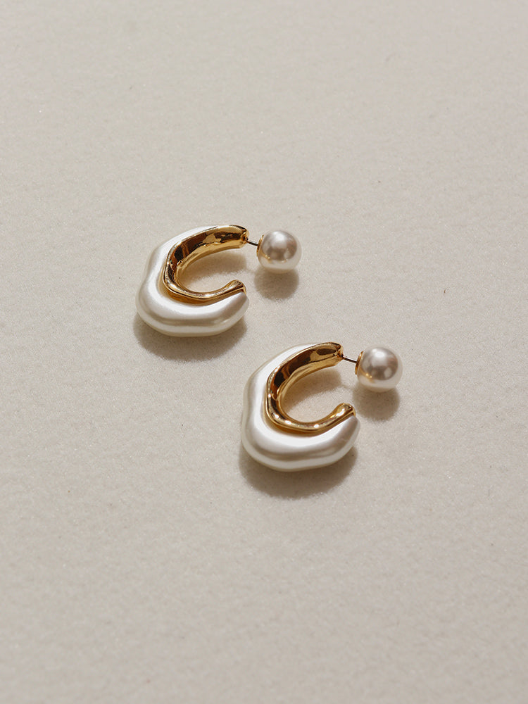Silver Needle Pearl Earrings-Massicos