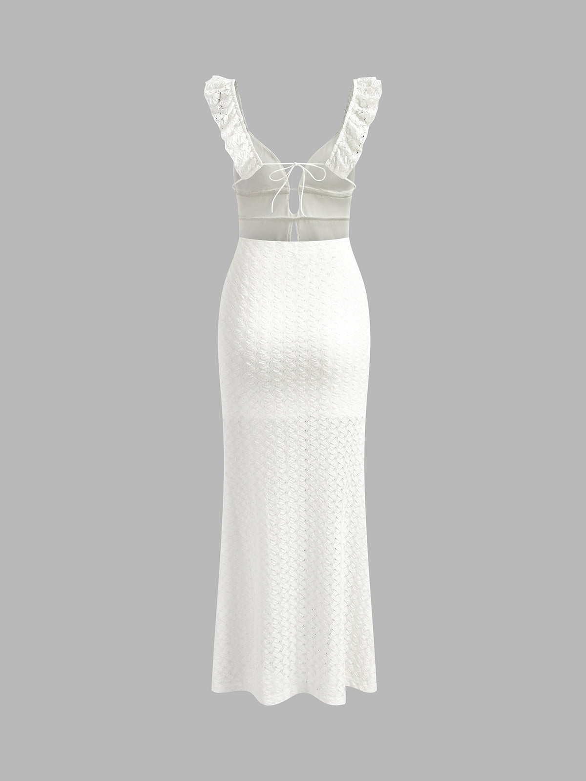 Semi-Sheer Pearl Keyhole Neckline Cami Long Dress-Massicos