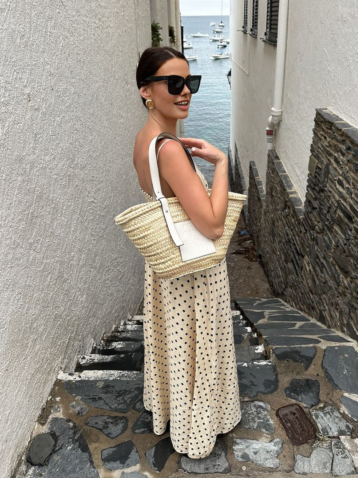 Printed Spaghetti Strap Long Dress-Massicos
