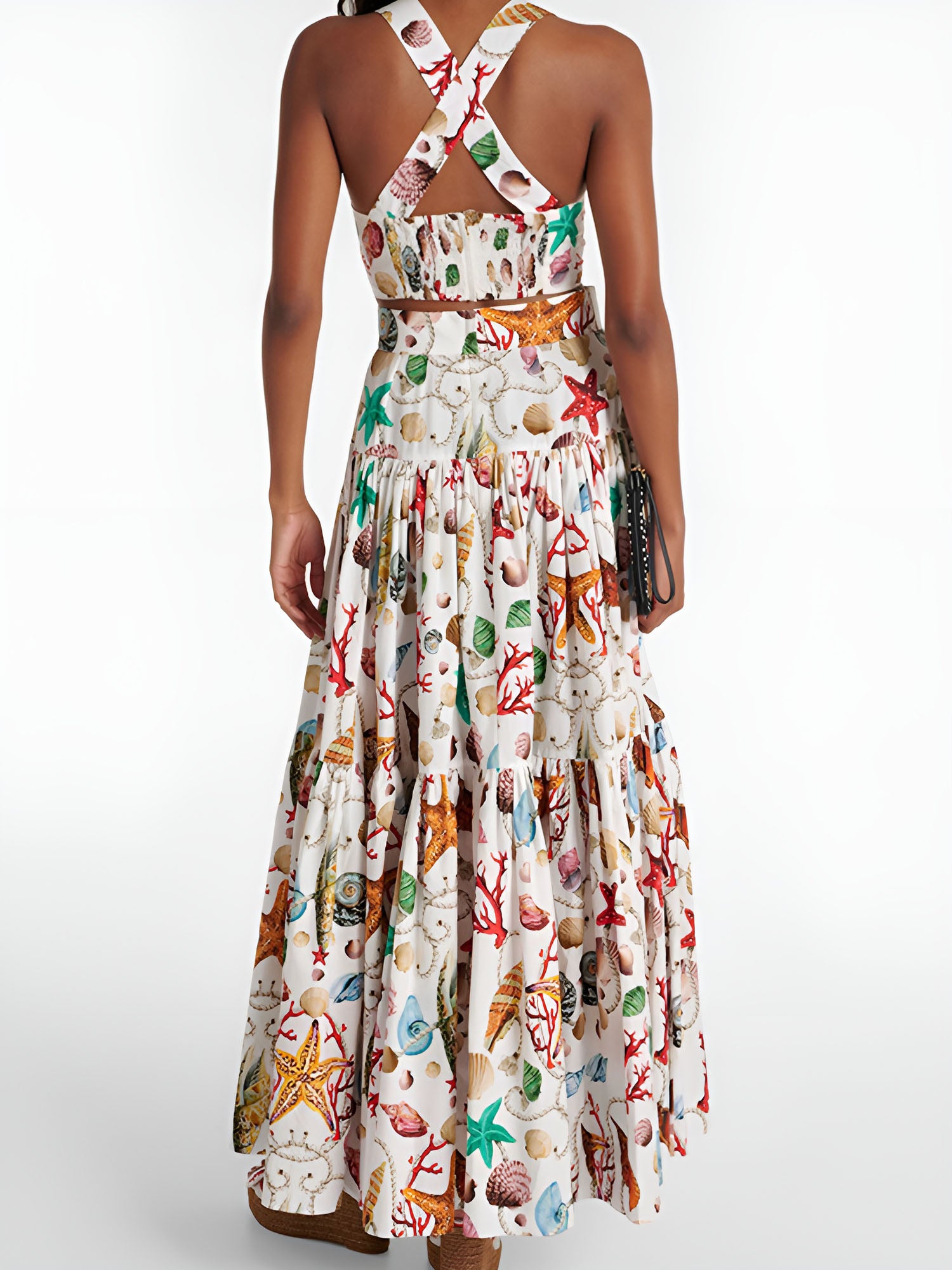 Printed Pleated Skirt Set-Massicos