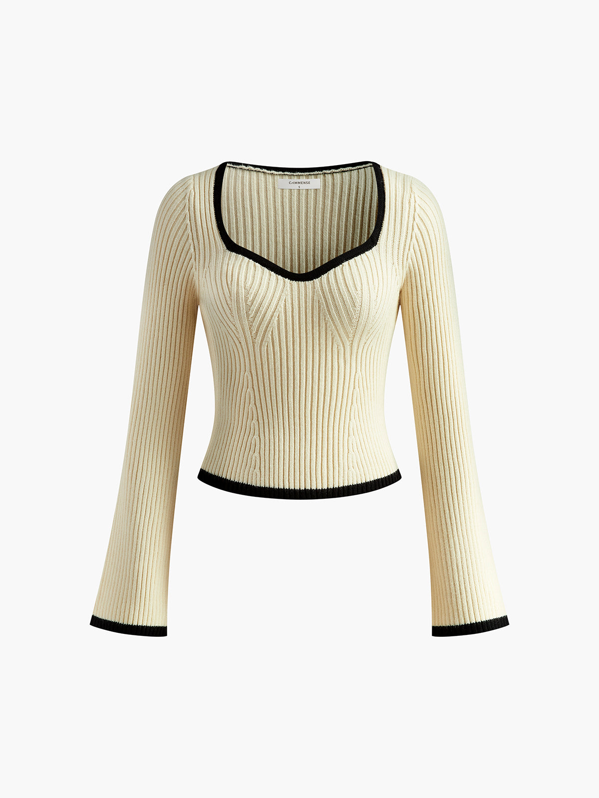 Contrast Trim Ribbed Sweater-Massicos