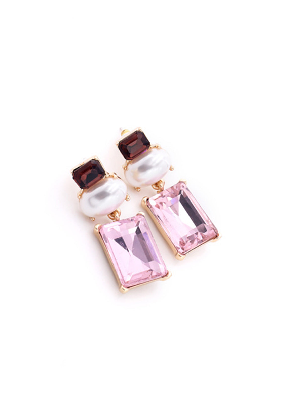 Geometric Rhinestone Drop Earrings-Massicos
