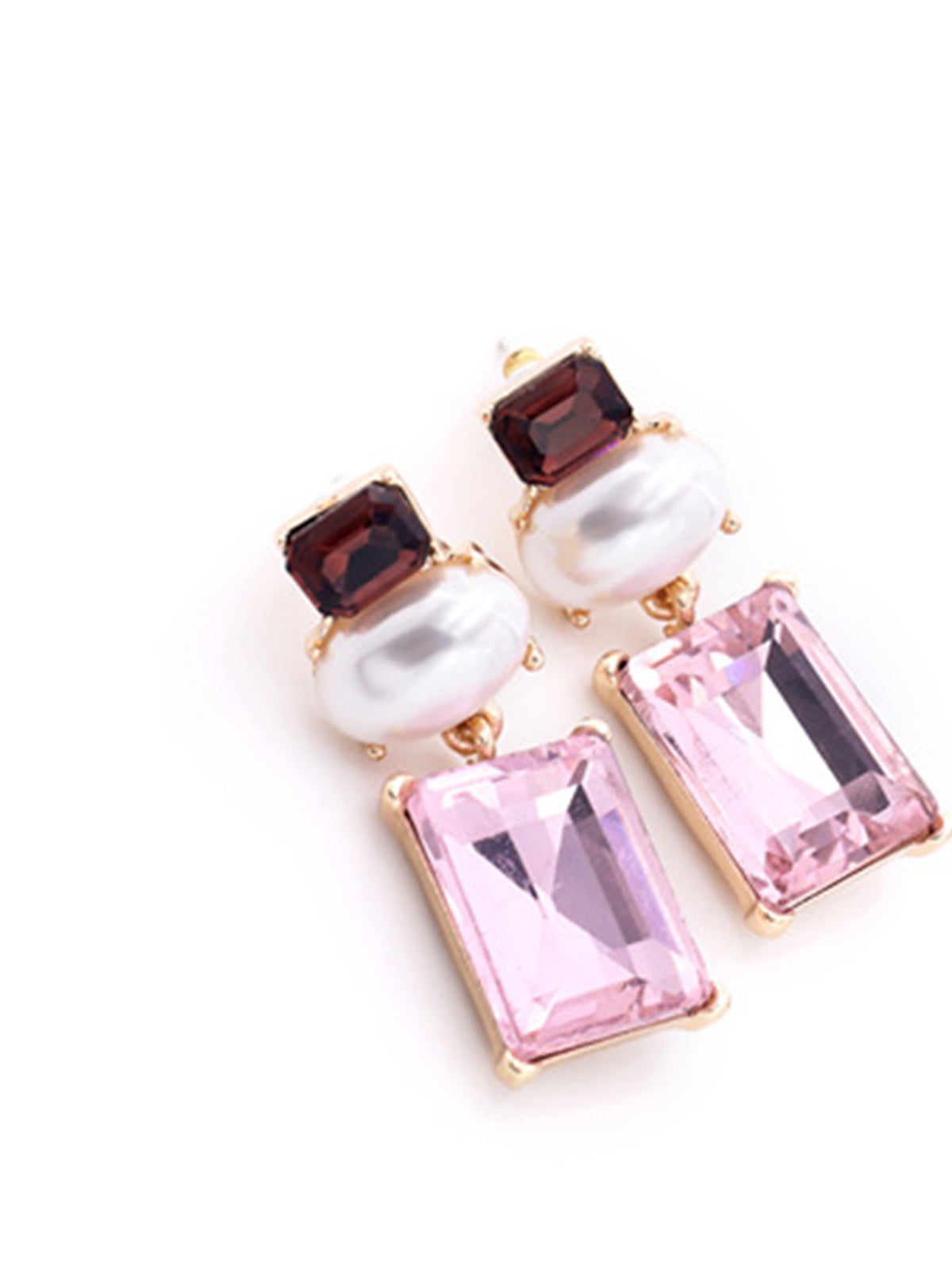 Geometric Rhinestone Drop Earrings-Massicos