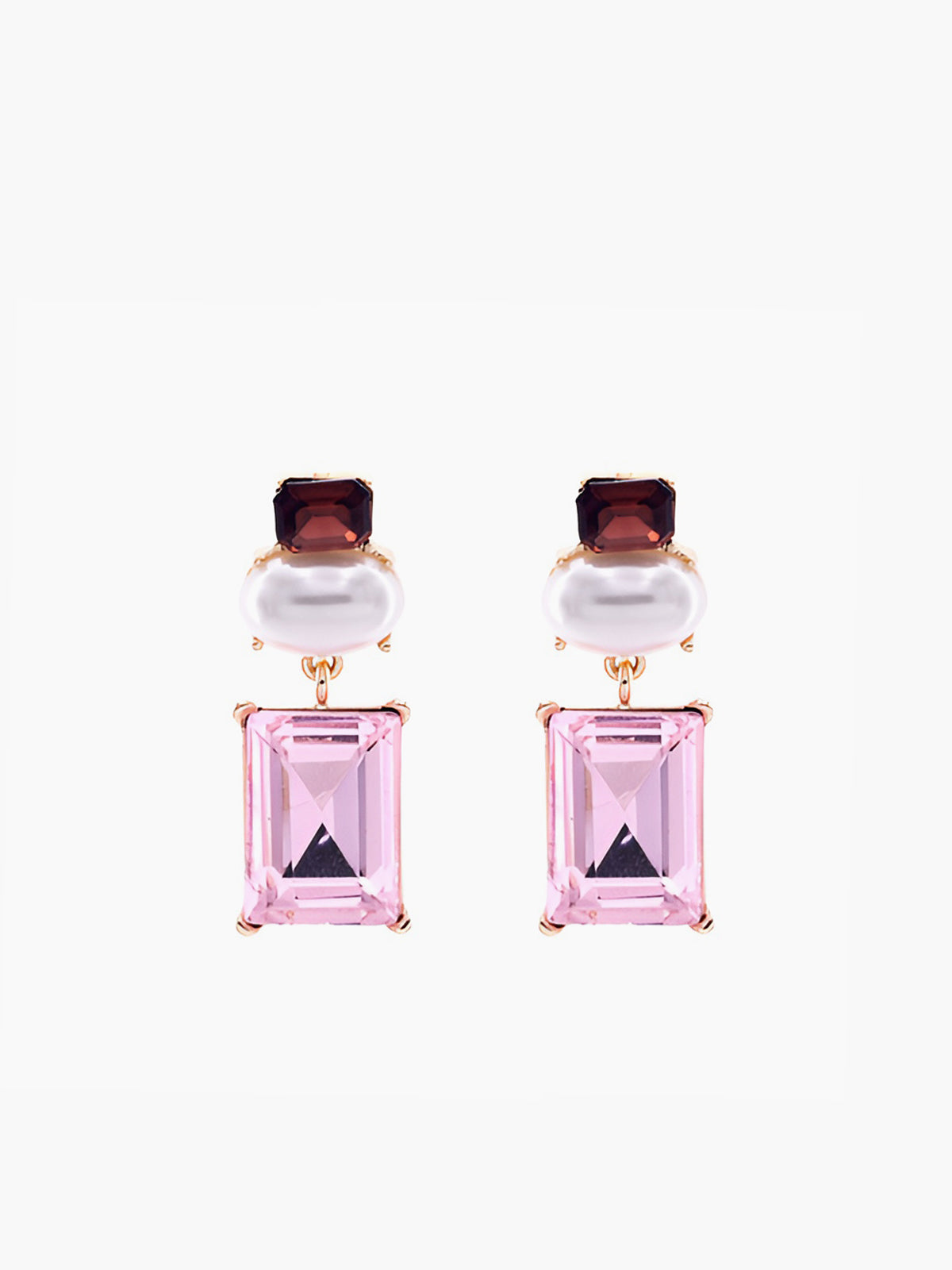 Geometric Rhinestone Drop Earrings-Massicos