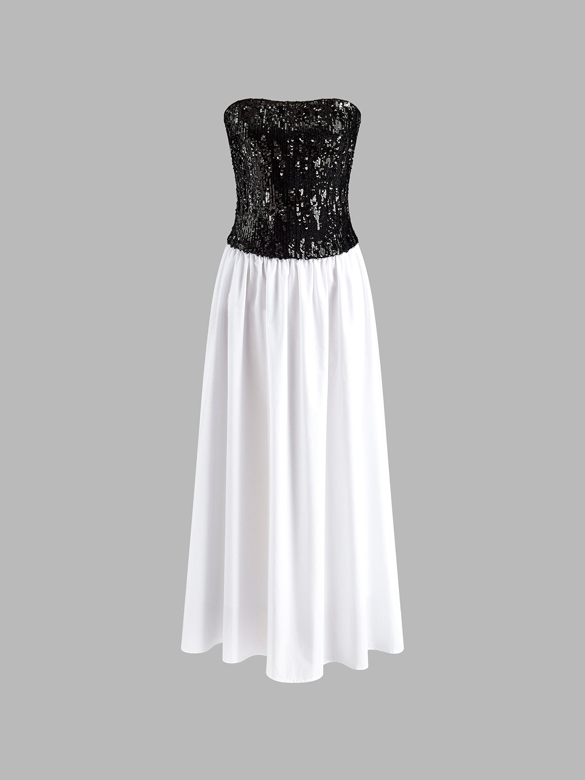 Pleated Sequins Tube Long Dress-Massicos