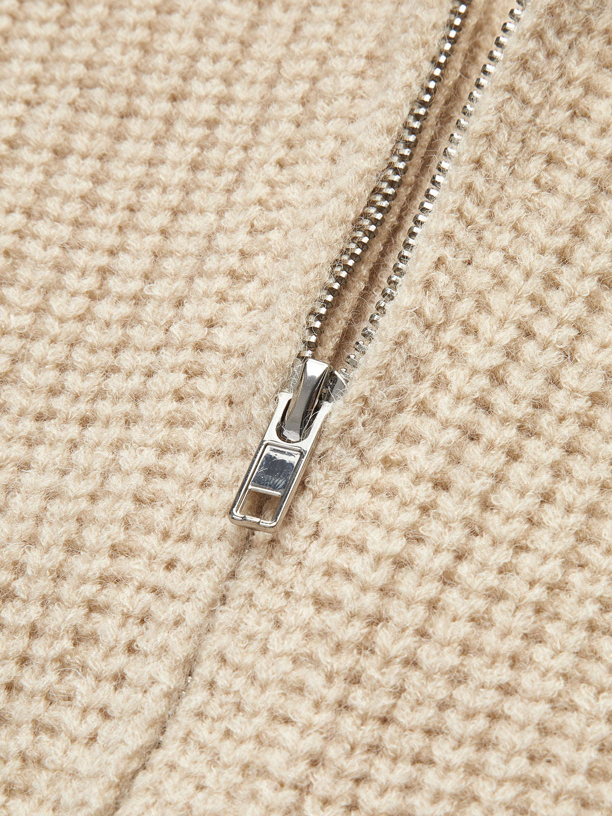 Ribbed Zipper Lapel Cardigan-Massicos