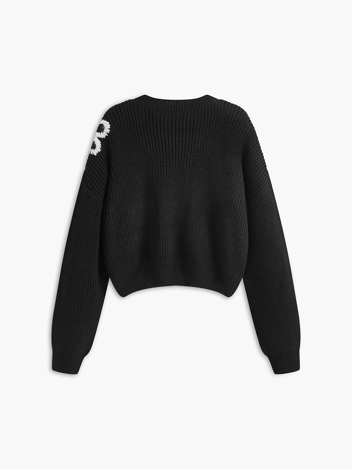 Crew Neck Ribbed Floral Knit Top-Massicos