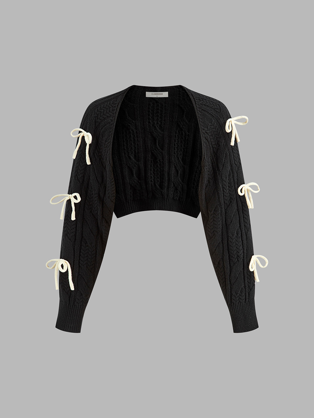 Bow Knotted Cable Knit Cardigan-Massicos