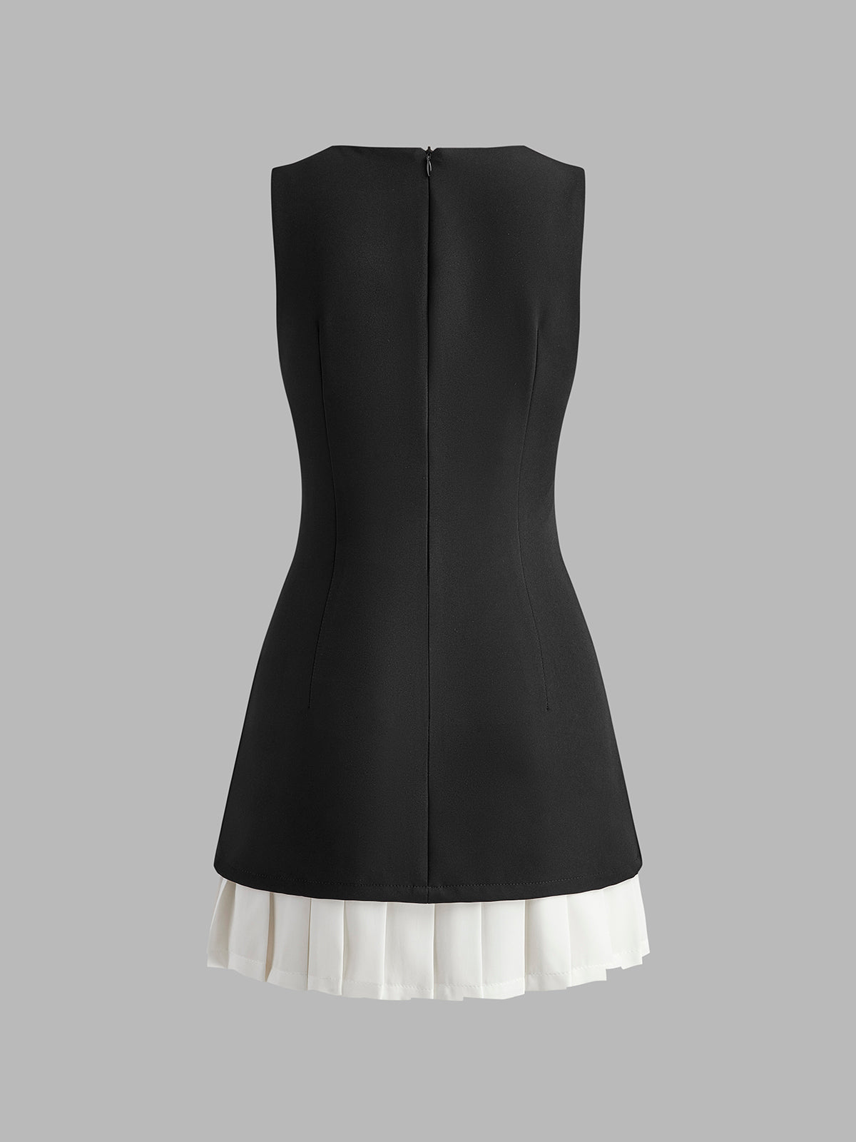Two-Tone Sleeveless Pleated Short Dress-Massicos