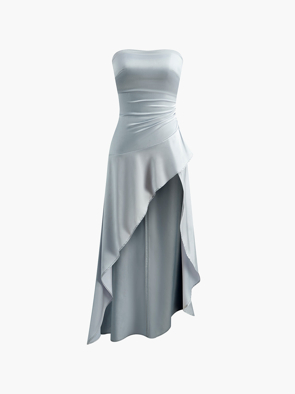 Asymmetrical Ruffle Strapless Dress-Massicos