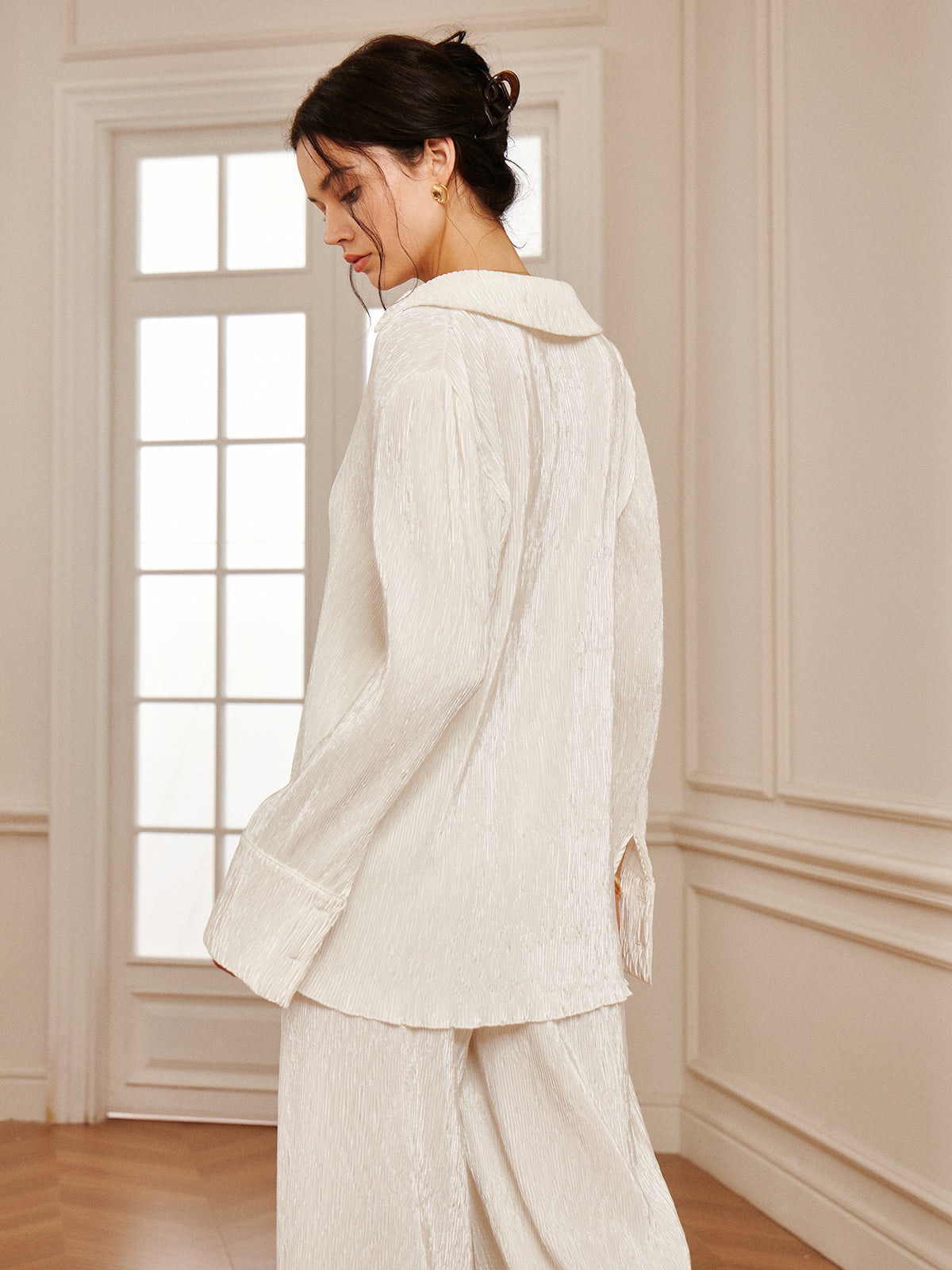 Minimalist Plisse Soft Polo Shirt-Massicos