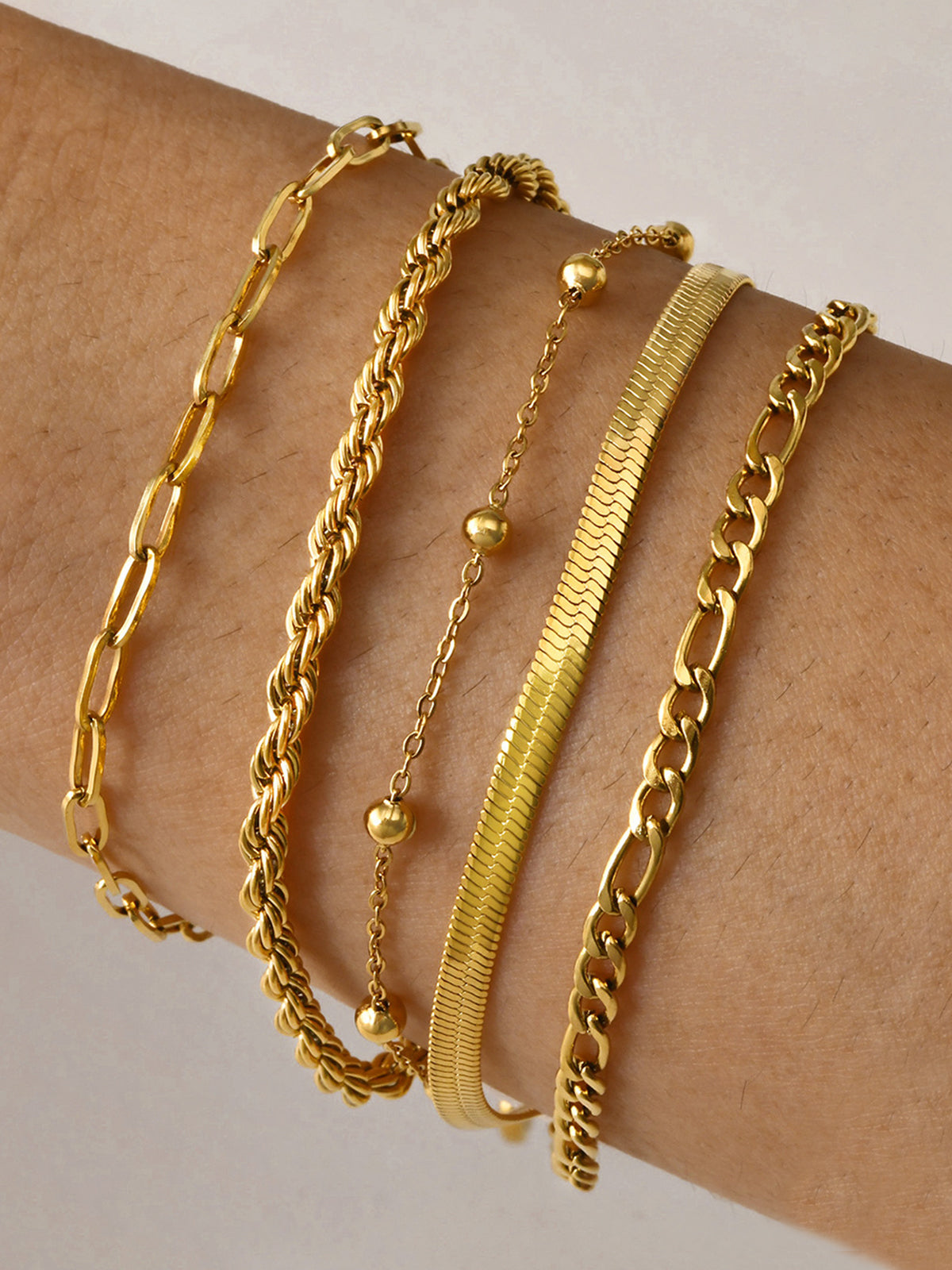 5pcs Geometric Golden Chain Bracelet-Massicos