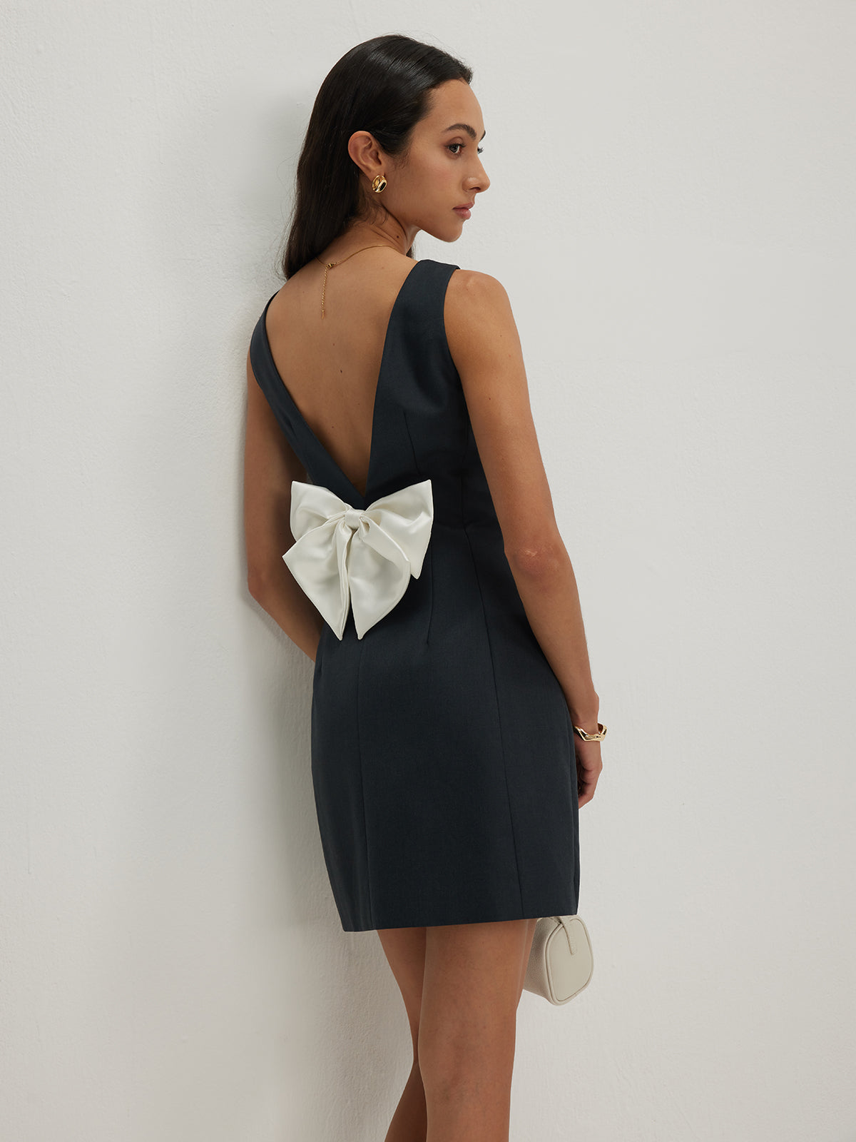 Bow Backless Tank Dress-Massicos