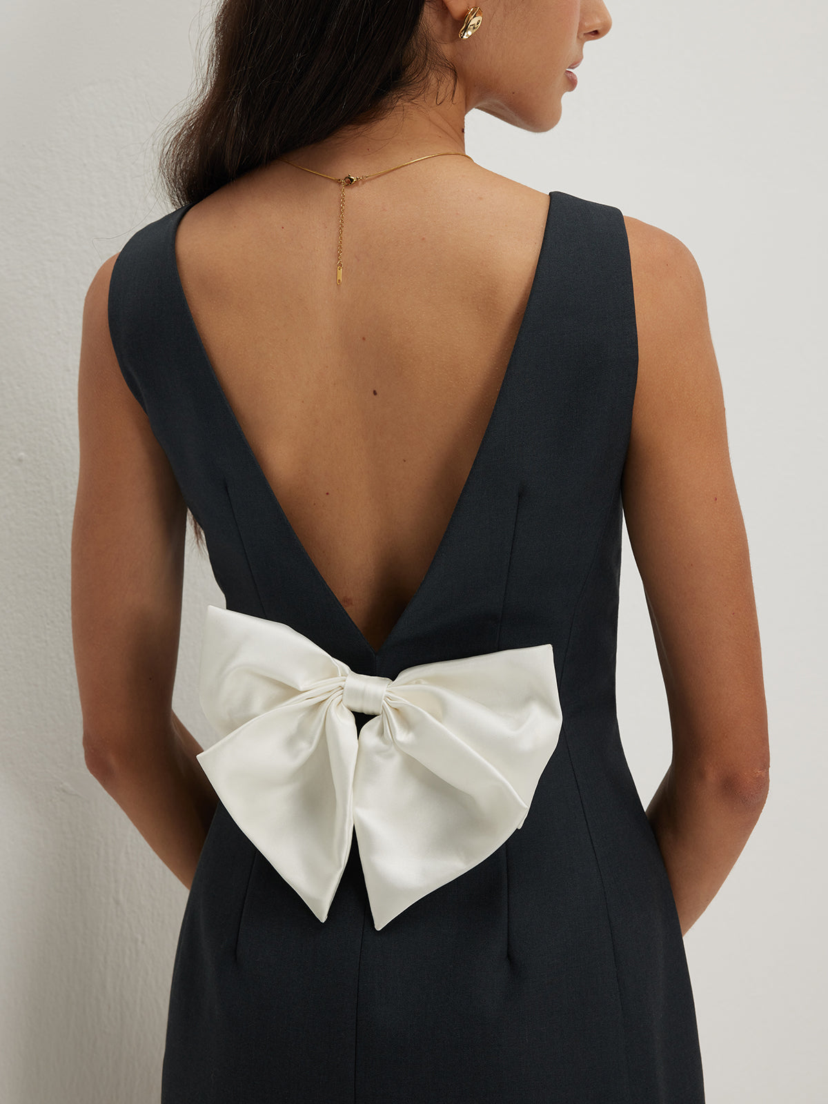 Bow Backless Tank Dress-Massicos
