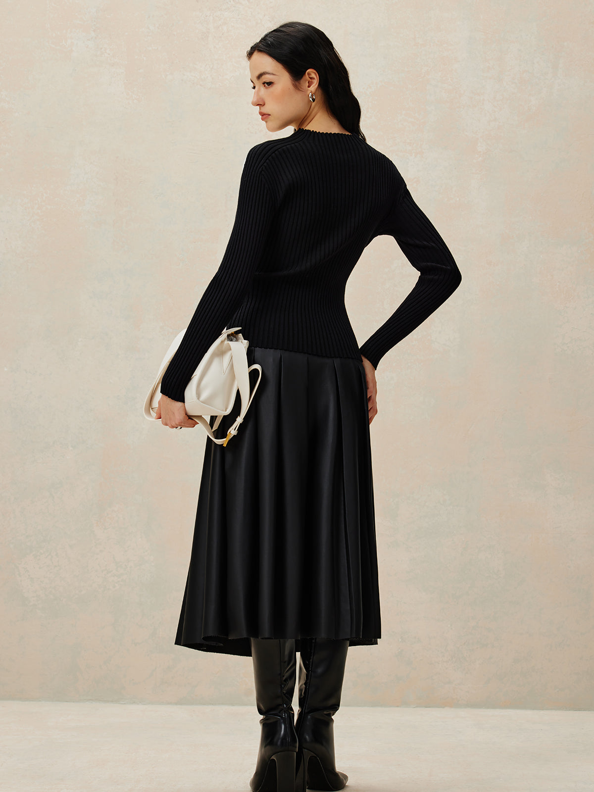 Color Block Ribbed Knit Top-Massicos