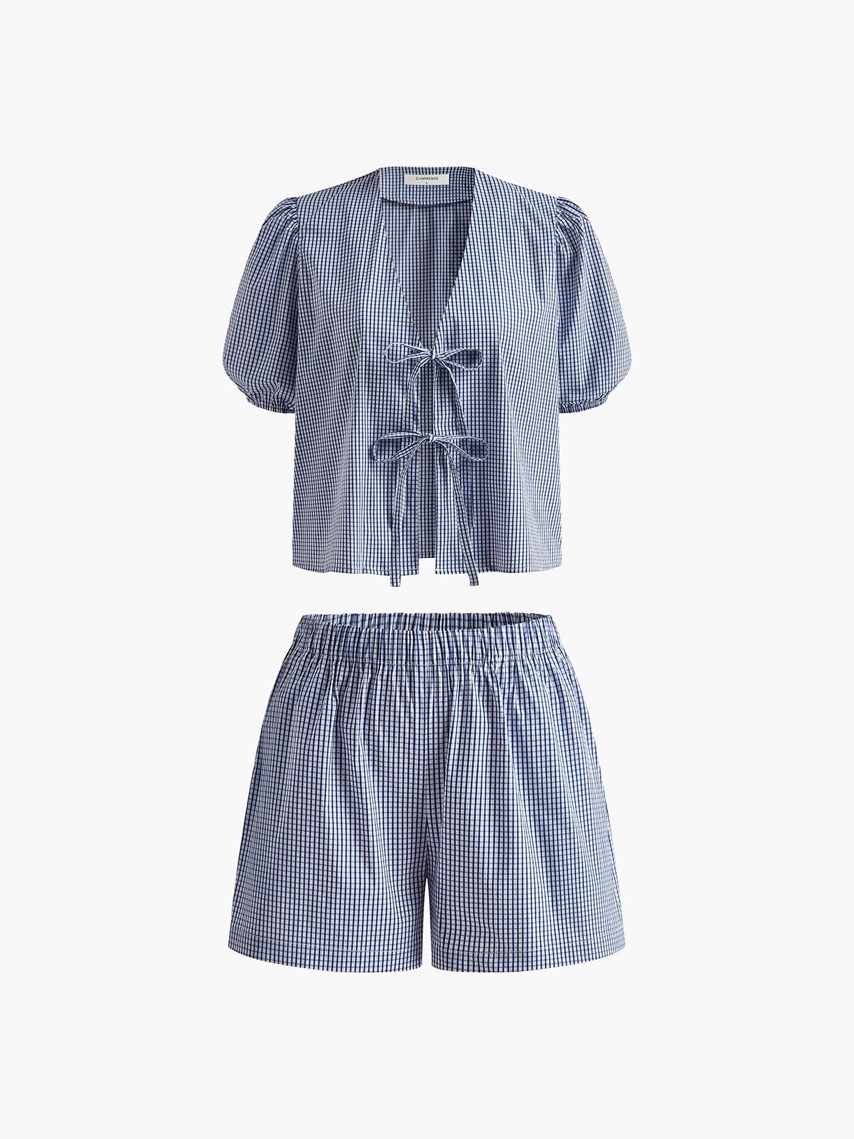 Plaid Lace Up Shorts Set-Massicos