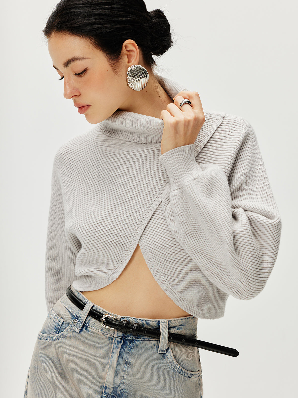 Turtleneck Batwing Sleeve Sweater-Massicos