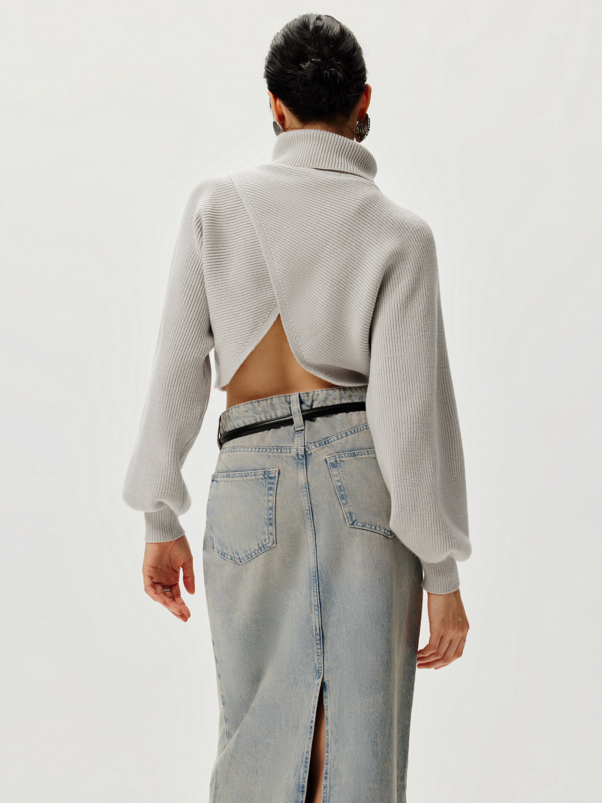Turtleneck Batwing Sleeve Sweater-Massicos