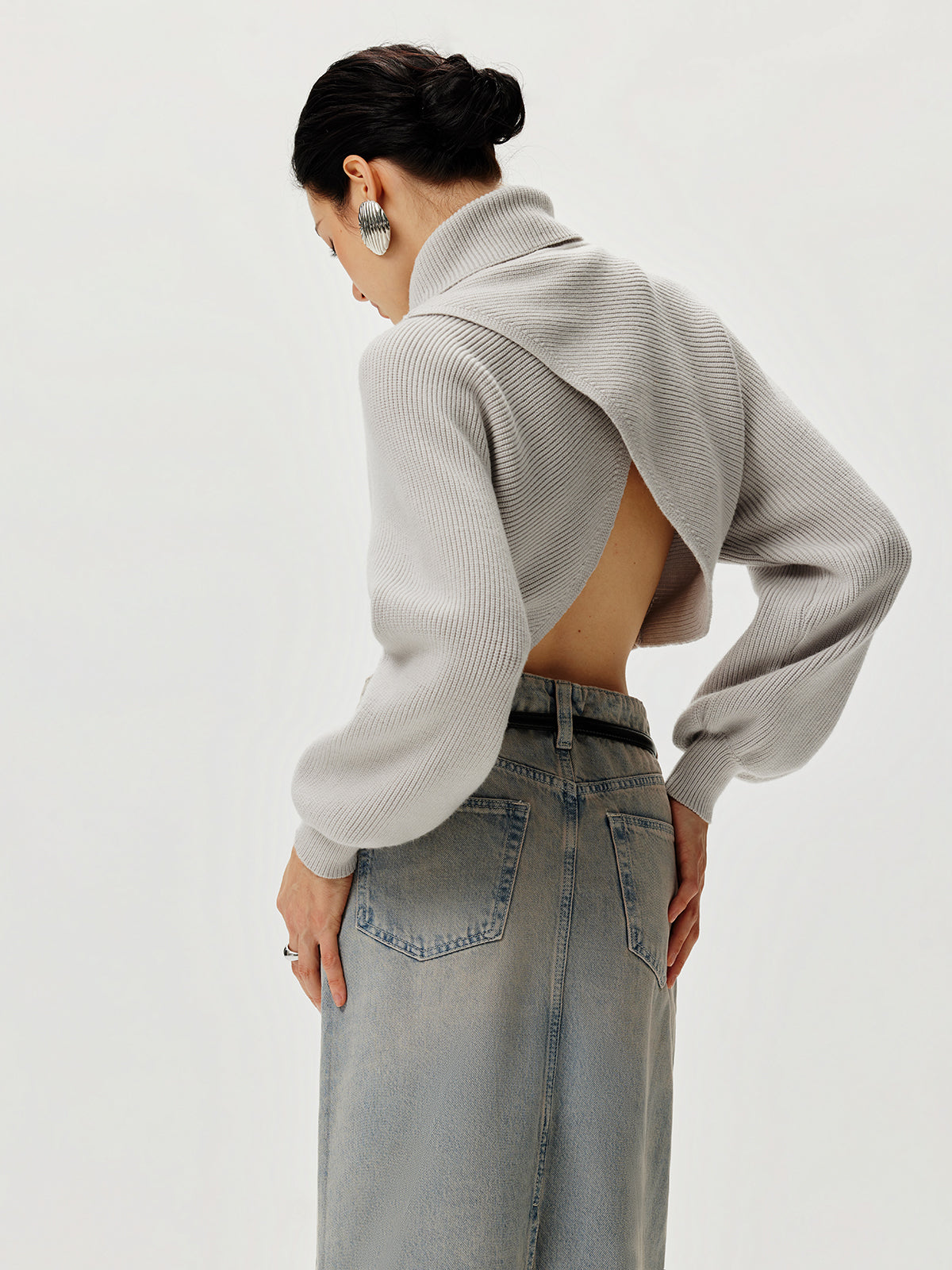 Turtleneck Batwing Sleeve Sweater-Massicos