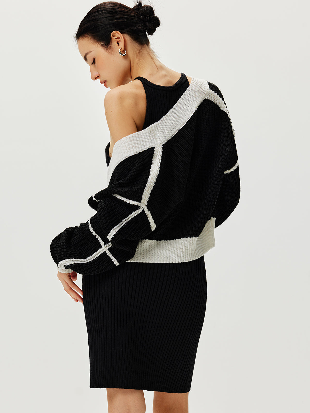 Color Block Versatile Knit Cardigan-Massicos