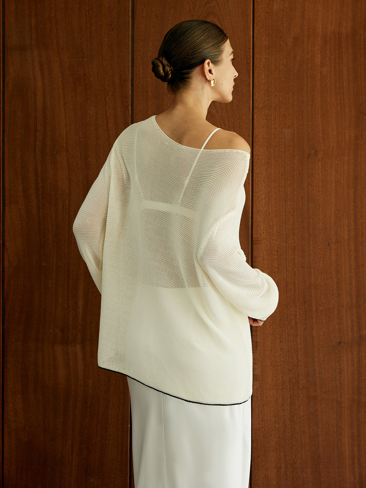 Oversized Contrast Trim Sim-Sheer Sweater-Massicos
