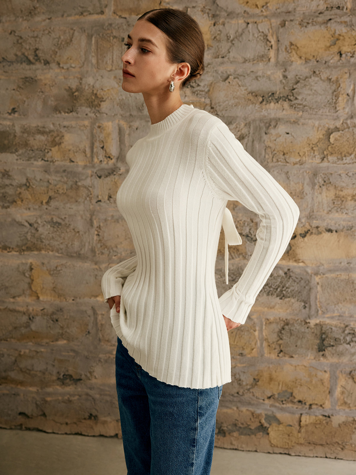 Tie Open Back Knit Top-Massicos