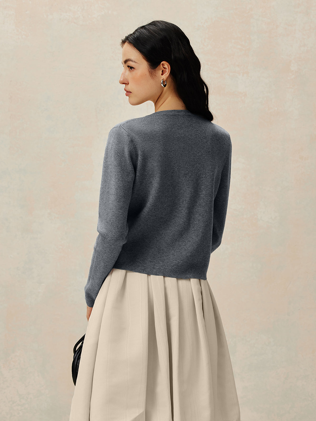 Crew Neck Button Knit Cardigan-Massicos
